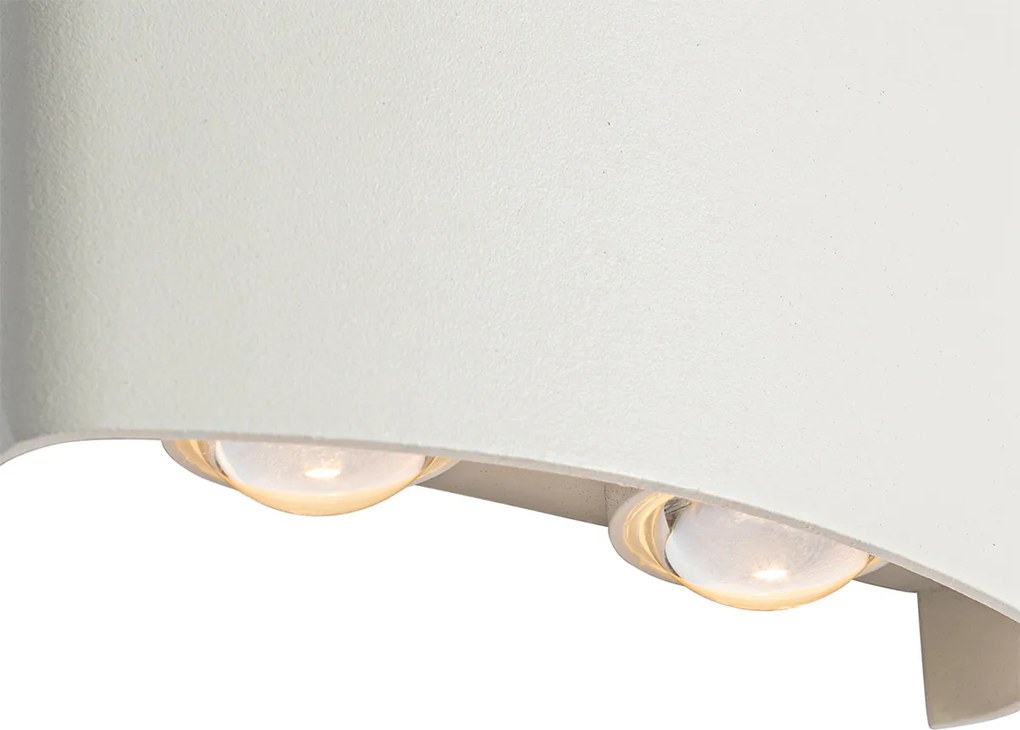 Lampa ścienna zewnętrzna biała w komplecie z LED 4-światłowa IP54 - Silly