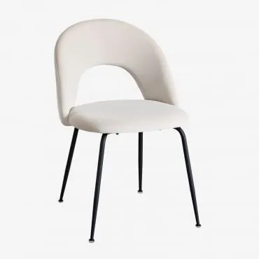 Zestaw 4 Tapicerowanych Krzeseł Jadalnianych Glorys Czarny & Aksamitny Beige Cream & Terciopelo - Sklum