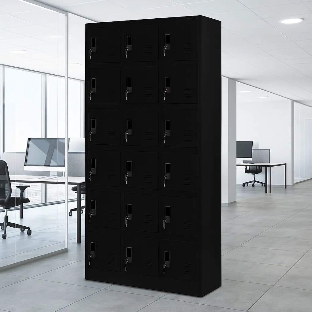 Szafa skrytkowa zamykana na klucz Karol 90x40x185 cm, czarny