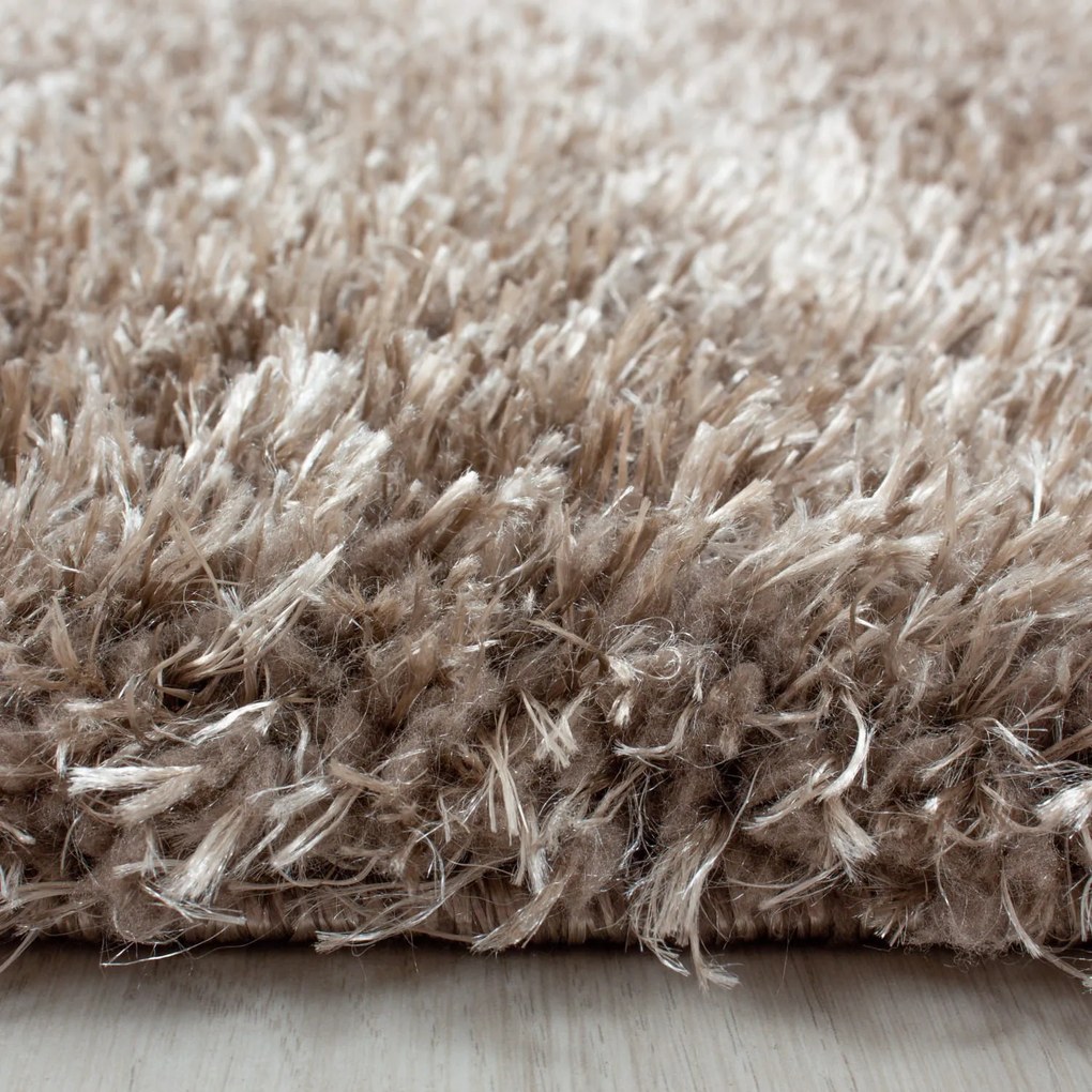 Dywan shaggy poliestrowy Brilliant beżowy koło 120 cm x 120 cm