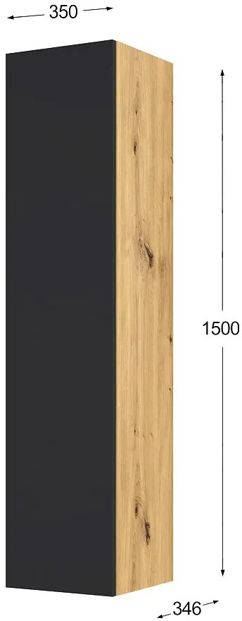 Modułowy regał ścienny dąb artisan + czarny - Herria 4X