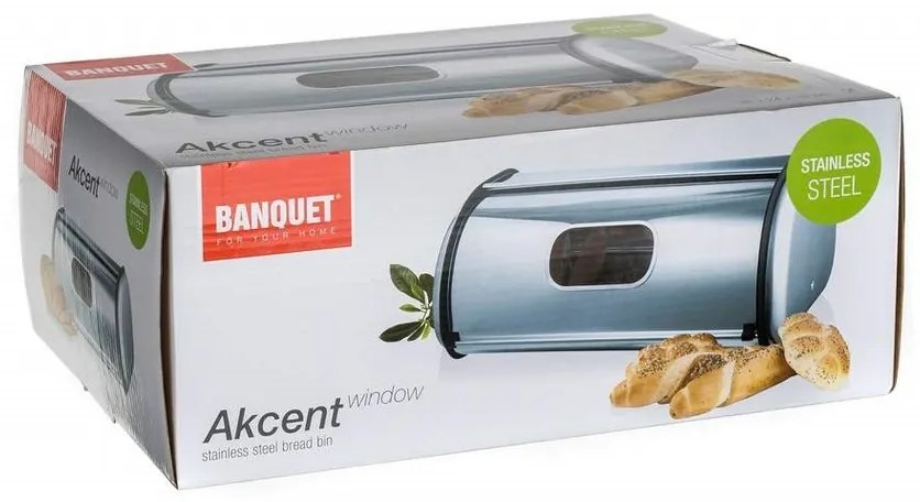 Banquet Chlebak ze stali nierdzewnej AKCENT W, 43,5 x 27,5 x 18 cm, L