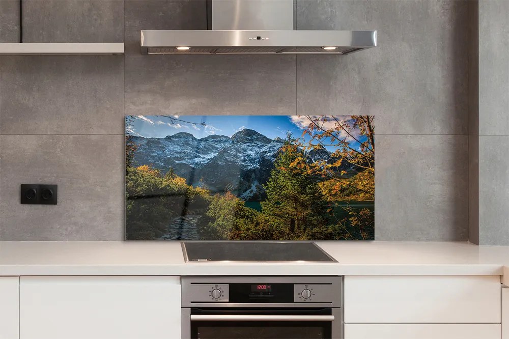 Panel szklany do Kuchni Alpejski Krajobraz z Jeziorem
