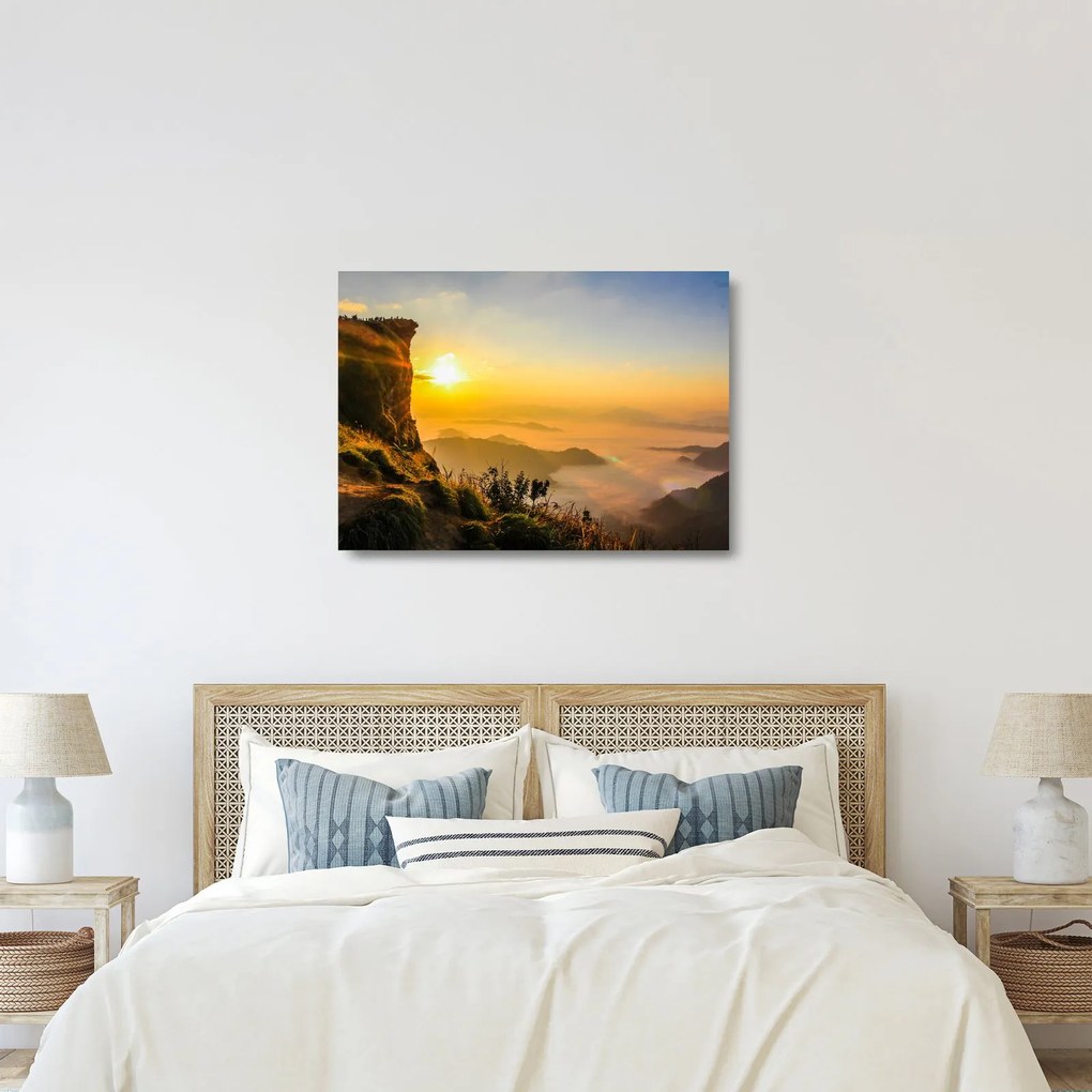 Obraz na szkle doliny w porannej mgle (70x50 cm)