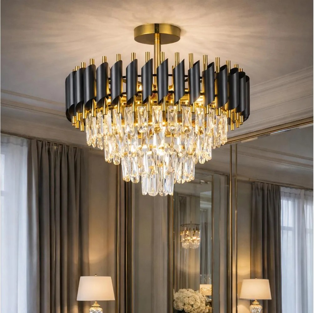 Brilagi - Przysufitowy żyrandol ECLIPSE 7xE14/10W/230V śr. 48 cm czarny/złoty