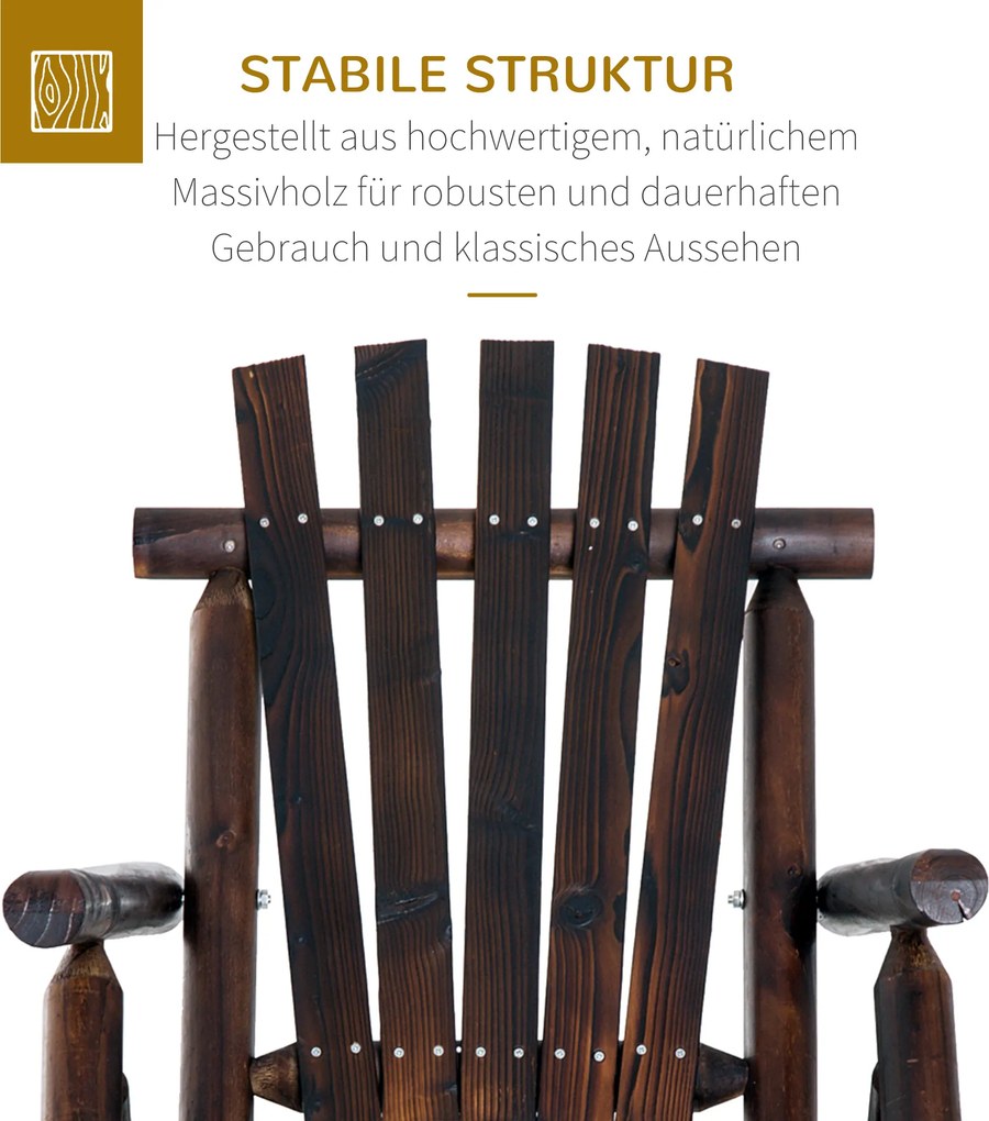 Outsunny Fotel Bujany Ogrodowy z Podłokietnikami Lite Drewno Ciemnobrązowy Wygodny i Stylowy 97x69x93cm | Aosom PL