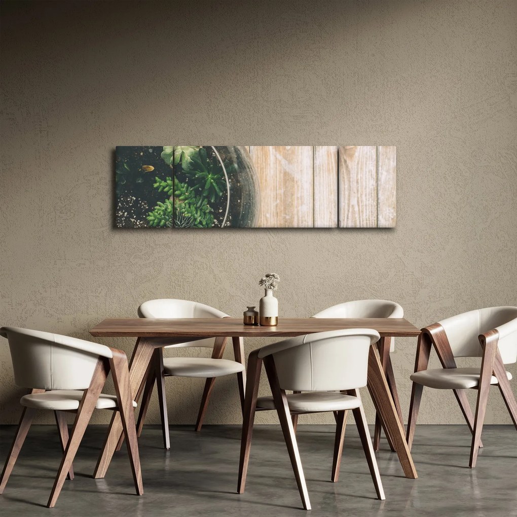 Obraz sukulentów w szkle (170x50 cm)