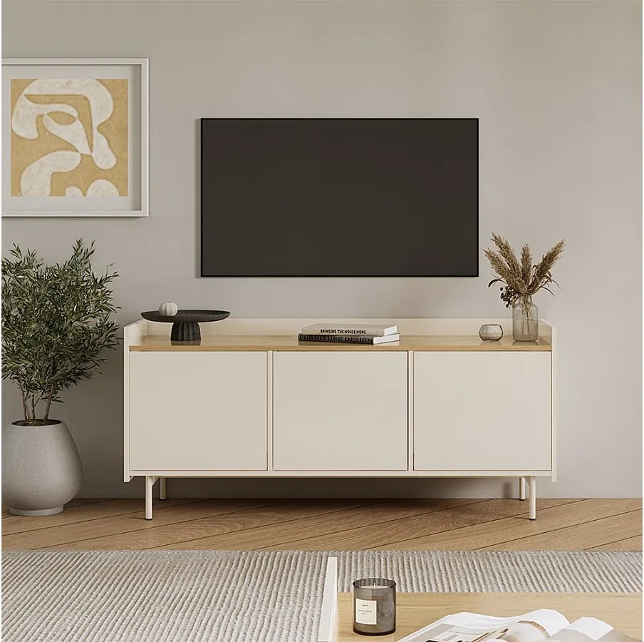 Lowboard kremowy 140x40x63 velina