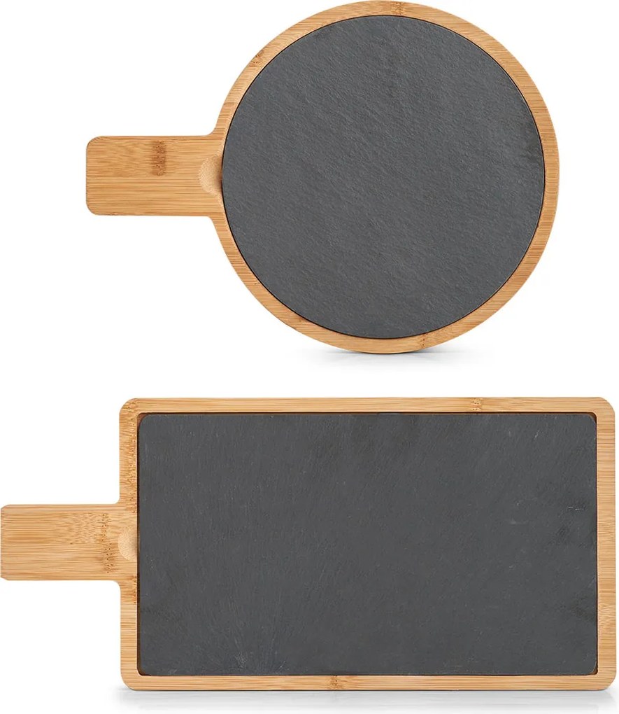 Deska do serwowania łupkowa, z bambusowym uchwytem, 40 x 19 cm