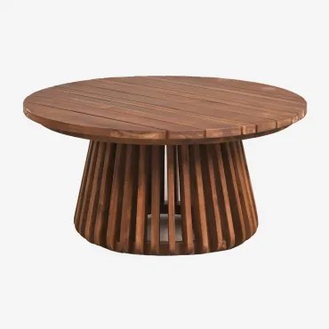 Okrągły Stolik Kawowy Ogrodowy Ø80 Cm Z Drewna Akacjowego Mura Akacja Brąz - Sklum