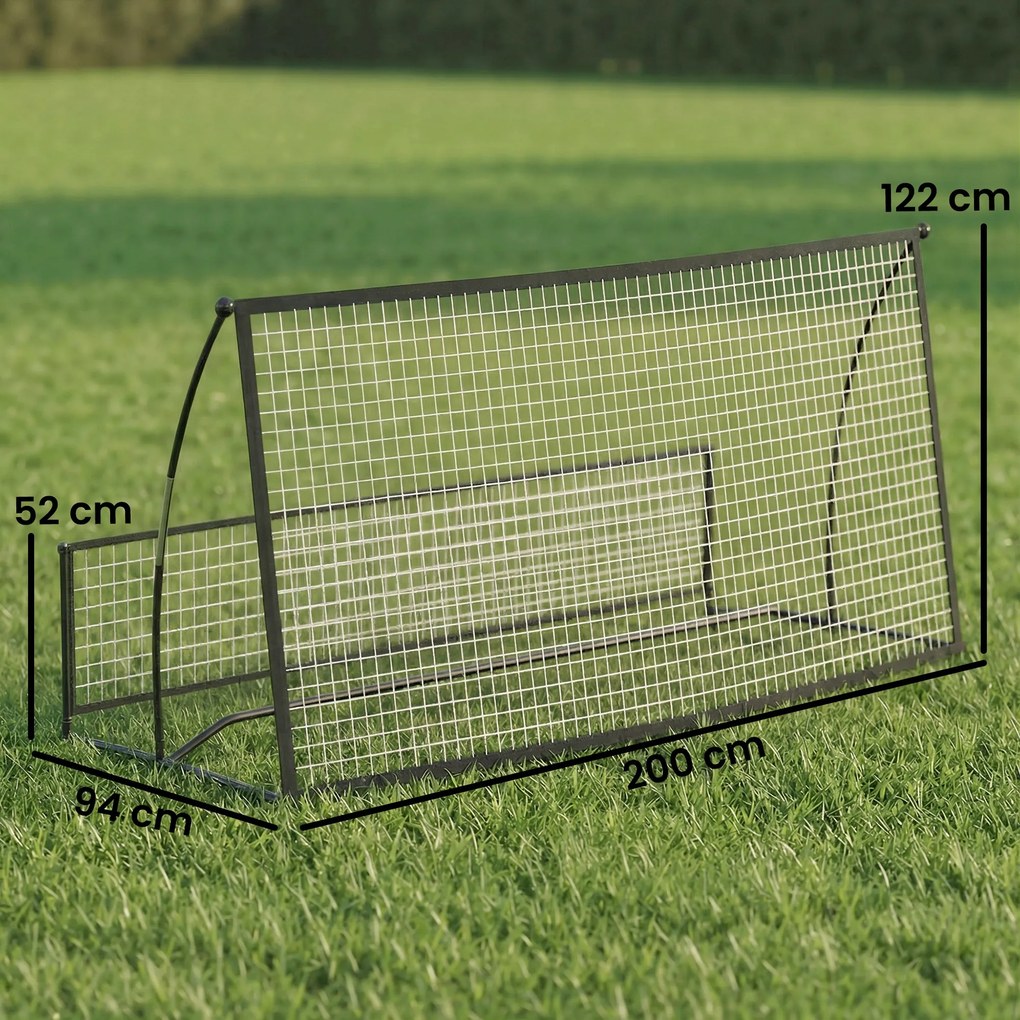 SPORTNOW Rebounder piłkarski, 2-w-1 Dwustronny Składany Rebounder z Siatką, 200 x 94 cm, Czarny | Aosom PL