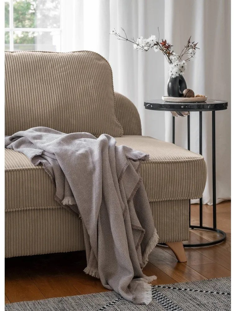 Szarobrązowy sztruksowy szezlong (lewostronny) Chic Charlotte – Miuform