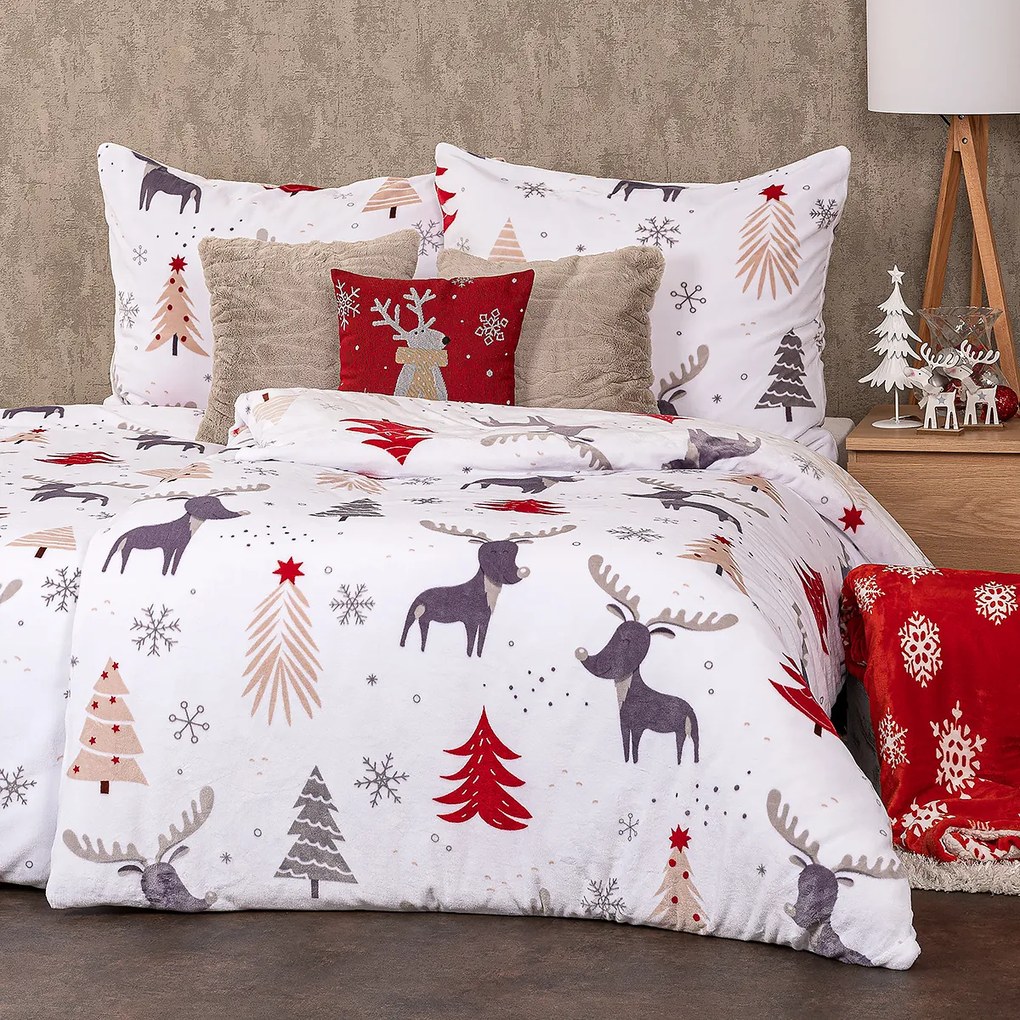 4Home Pościel mikroflanela Cute reindeer, 140 x 220 cm, 70 x 90 cm