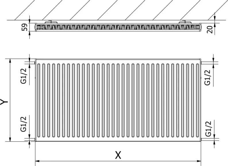 Mexen C11 grzejnik płytowy 600 x 1200 mm, podłączenie boczne, 1120 W, biały - W411-060-120-00