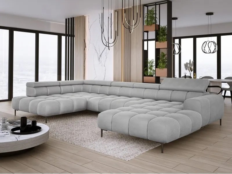 Narożnik PLAZA XL Lewostronny z elektryczną regulacją siedziska Tkanina APHRODITE 19 WERSAL
