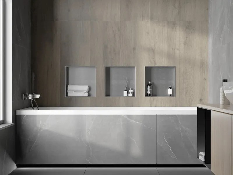Mexen X-Wall-NR półka wnękowa bez kołnierza 30 x 30 cm, inox - 1911303010