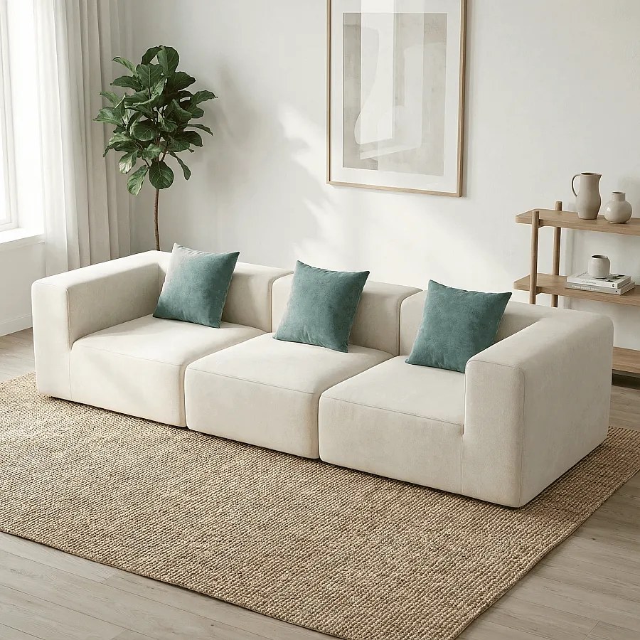 Sofa Pure 3-osobowa – biały szałwia