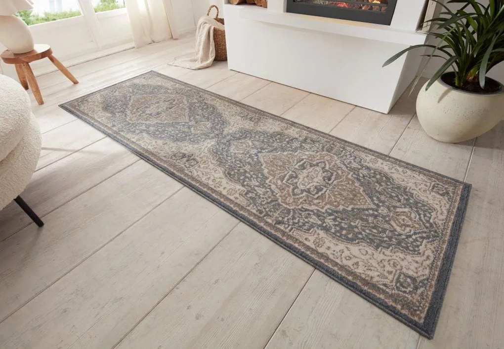 Dywan Terrain designerski Orientalny Ornament Brązowo-Czarny z krótkim włosiem 80 cm x 200 cm Certyfikat Oeko-Tex