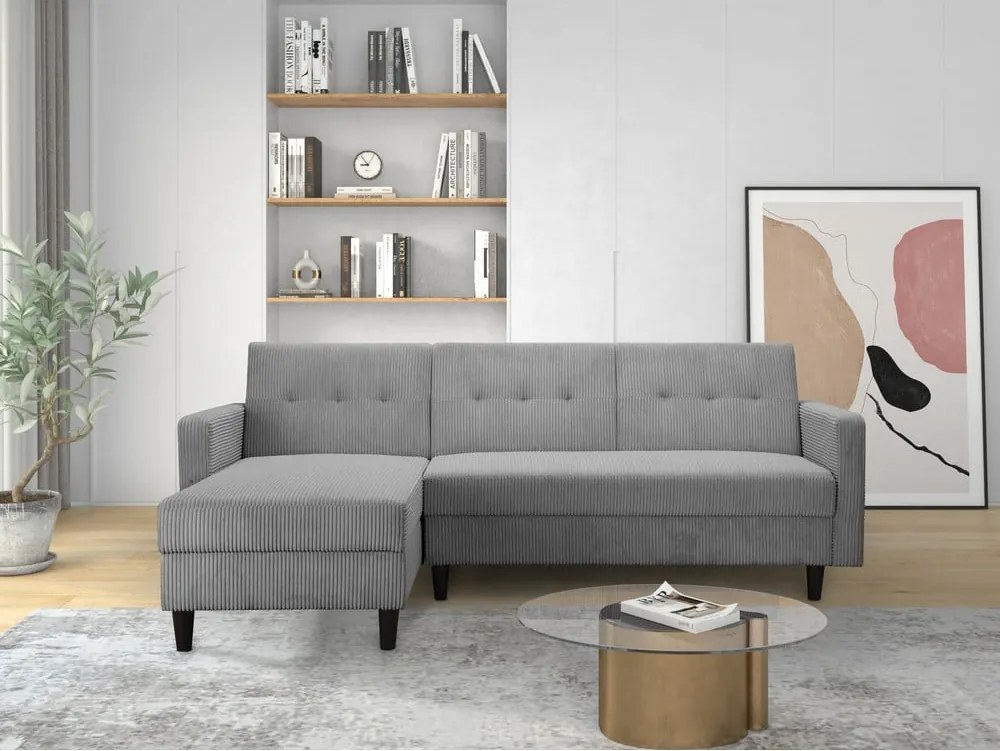 Jasnoszary sztruksowy rozkładany narożnik Hartford – Støraa