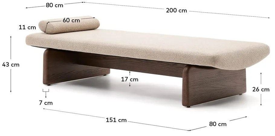 Beżowo-ciemnonaturalny szezlong z tkaniny szenilowej (strona zmienna) Topaz – Kave Home