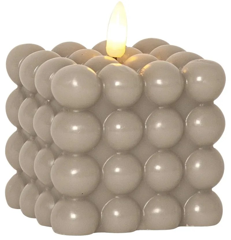 Beżowa woskowa świeca LED Star Trading Flamme Dot, wys. 9,5 cm