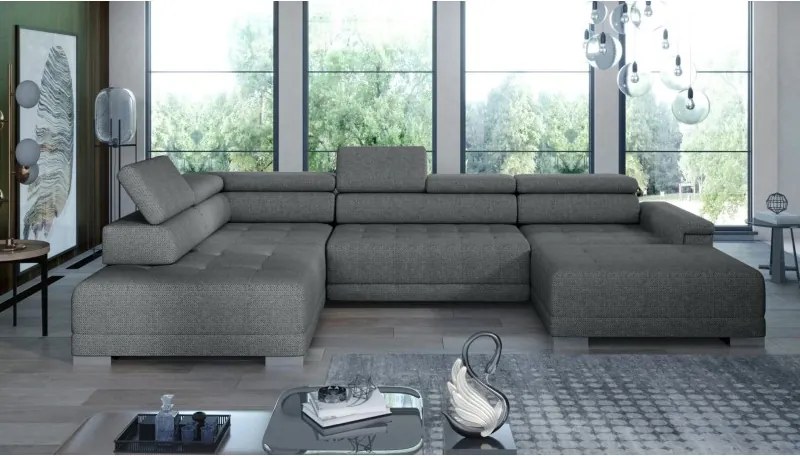 Narożnik CAMPO XL z elektryczną regulacją siedziska Lewostronny w tkaninie MEMPHIS 06 WERSAL