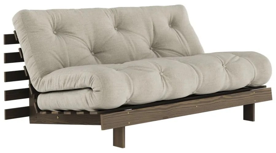 Szarobeżowa lniana rozkładana sofa 160 cm Roots Carob – Karup Design