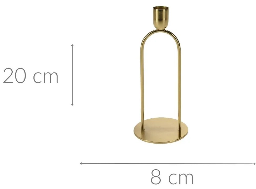 Metalowy śwecznik dekoracyjny, złoty, 20 cm
