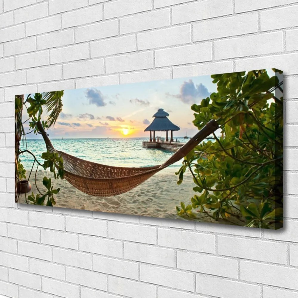 Fotoobraz na płótnie Relaks w Hamaku na Plaży