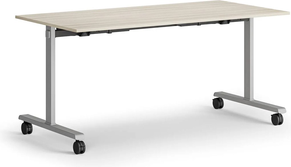 Mobilny stół MATCH, 160x80 cm, szara podstawa, dąb naturalny