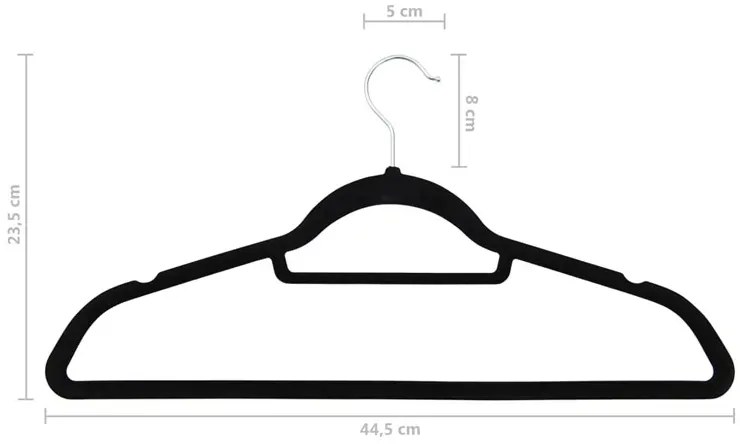 Komplet 50szt. antypoślizgowych czarnych wieszaków G6-P89