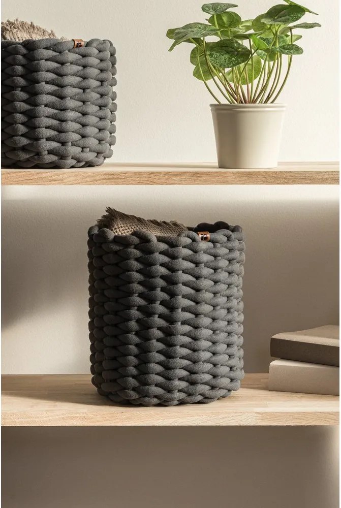 Tekstylny koszyk ø 25x25 cm Peach Skin Round M – Bigso