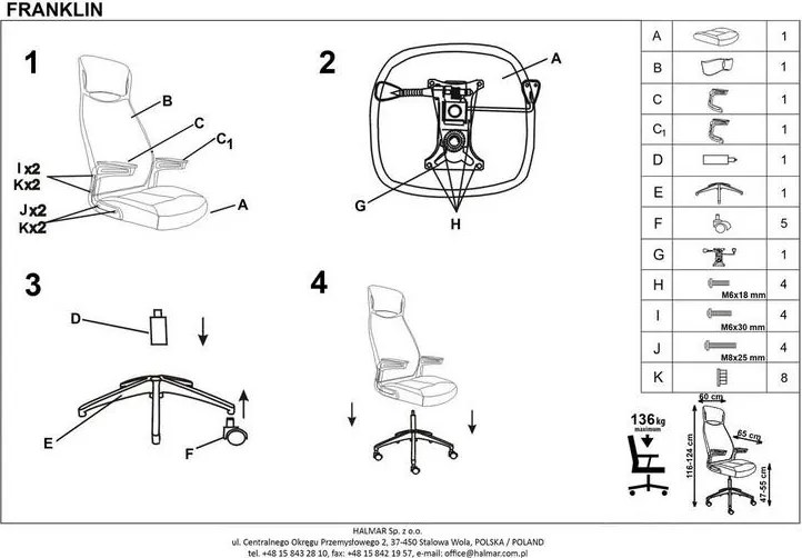 Komfortowy fotel biurowy Franklin