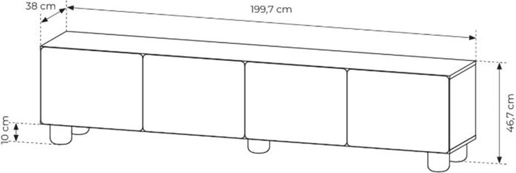 Szafka RTV Arlo 200 cm czterodrzwiowa - dąb vicenza