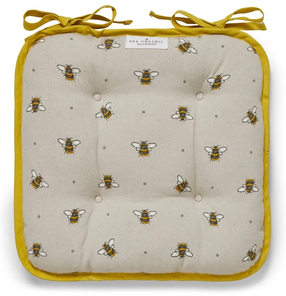 Beżowo-żółta bawełniana poduszka na krzesło Cooksmart ® Bumble Bees