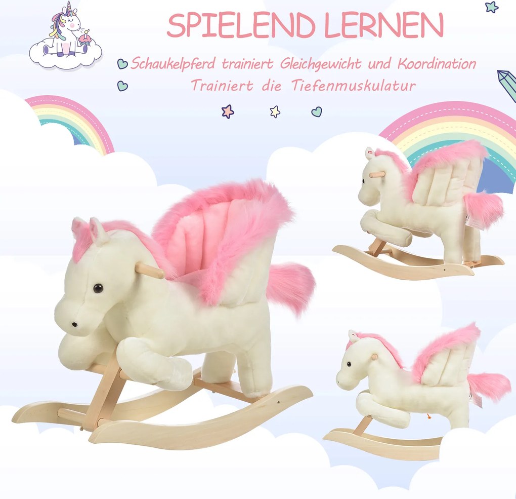 HOMCOM Koń na biegunach dla dzieci z odgłosami