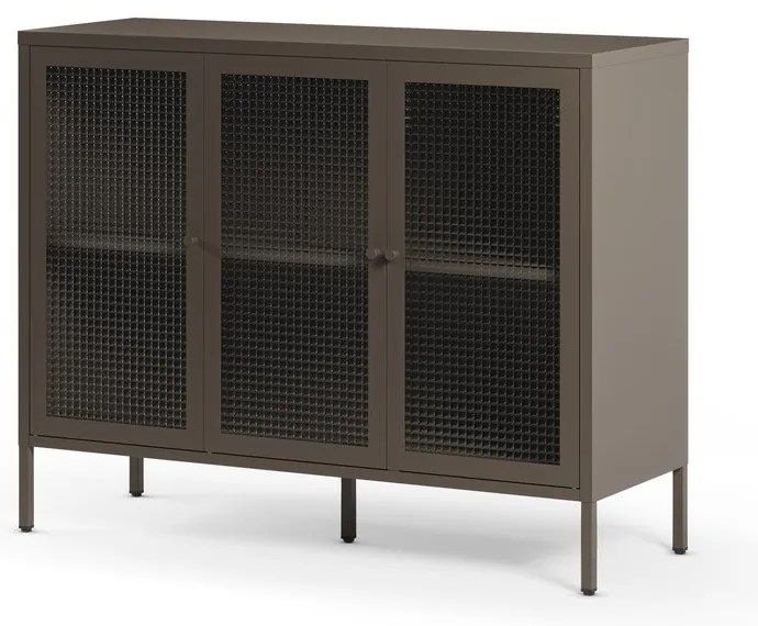 Szara metalowa witryna 121x90x40 cm Layna – Marckeric