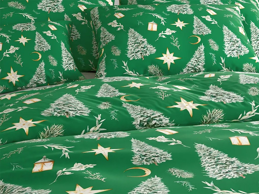 PrzytulneMieszkanie.pl PrzytulneMieszkanie.pl Pościel z mikrofibry GREEN CHRISTMAS zielone Rozmiar pościeli: 2 szt 70 x 90 cm | 200 x 220 cm