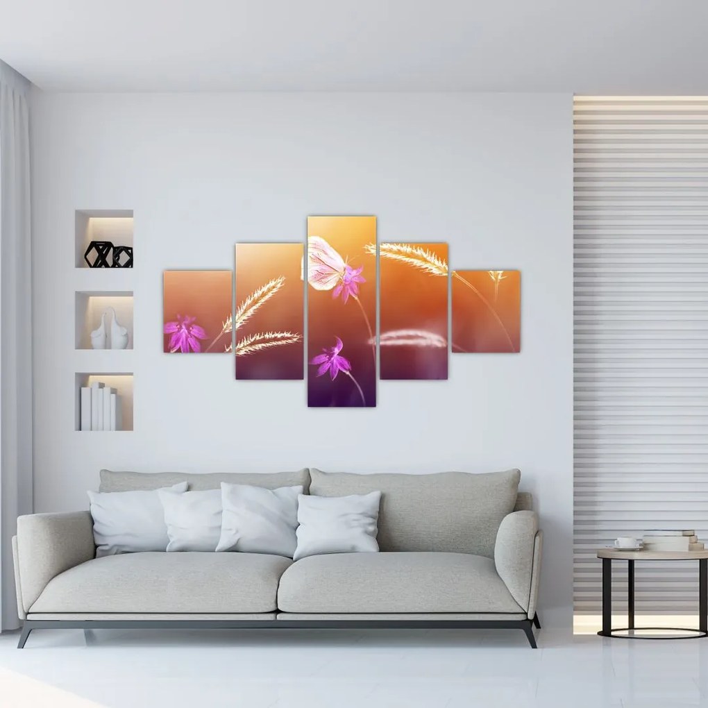 Obraz - Różowy motyl (125x70 cm)
