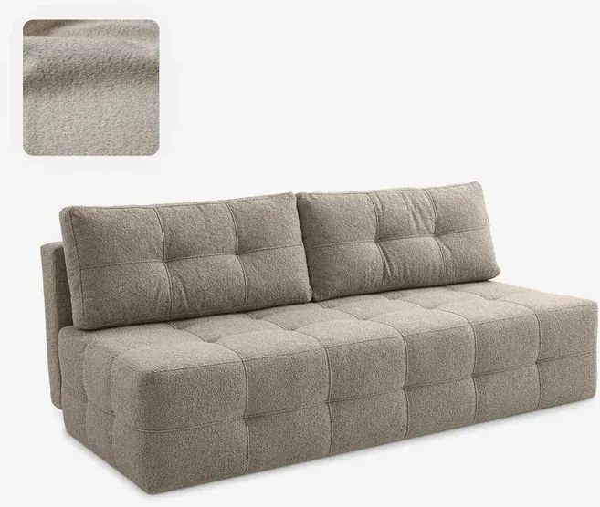 Sofa z Funkcją Spania MORANA Beżowa Boucle Nowoczesna