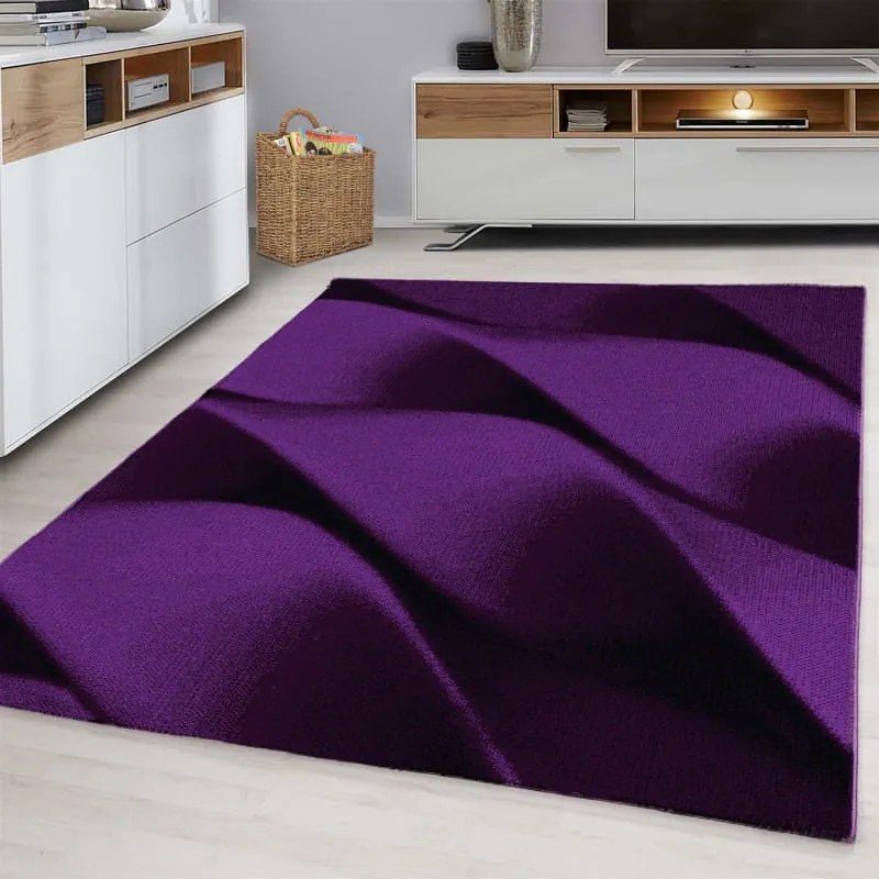 Dywan nowoczesny Parma fale fioletowy 120 cm x 170 cm