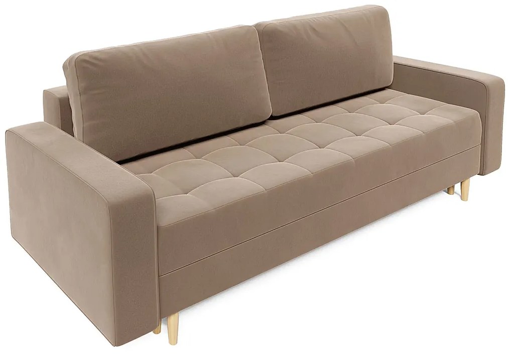 Jasnobrązowa sofa rozkładana z pojemnikiem W8-P94