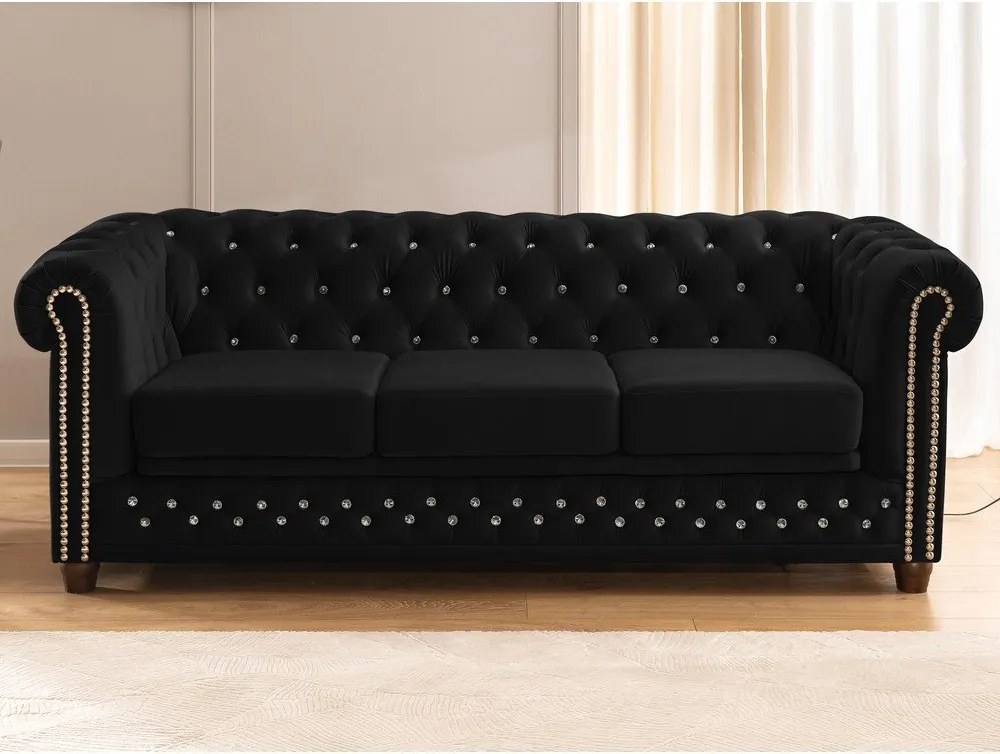Czarna aksamitna rozkładana sofa 203 cm York Blik – Ropez
