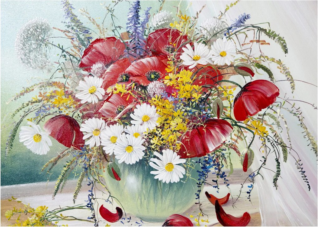 Obraz na szkle wazonu z dzikimi kwiatami (70x50 cm)