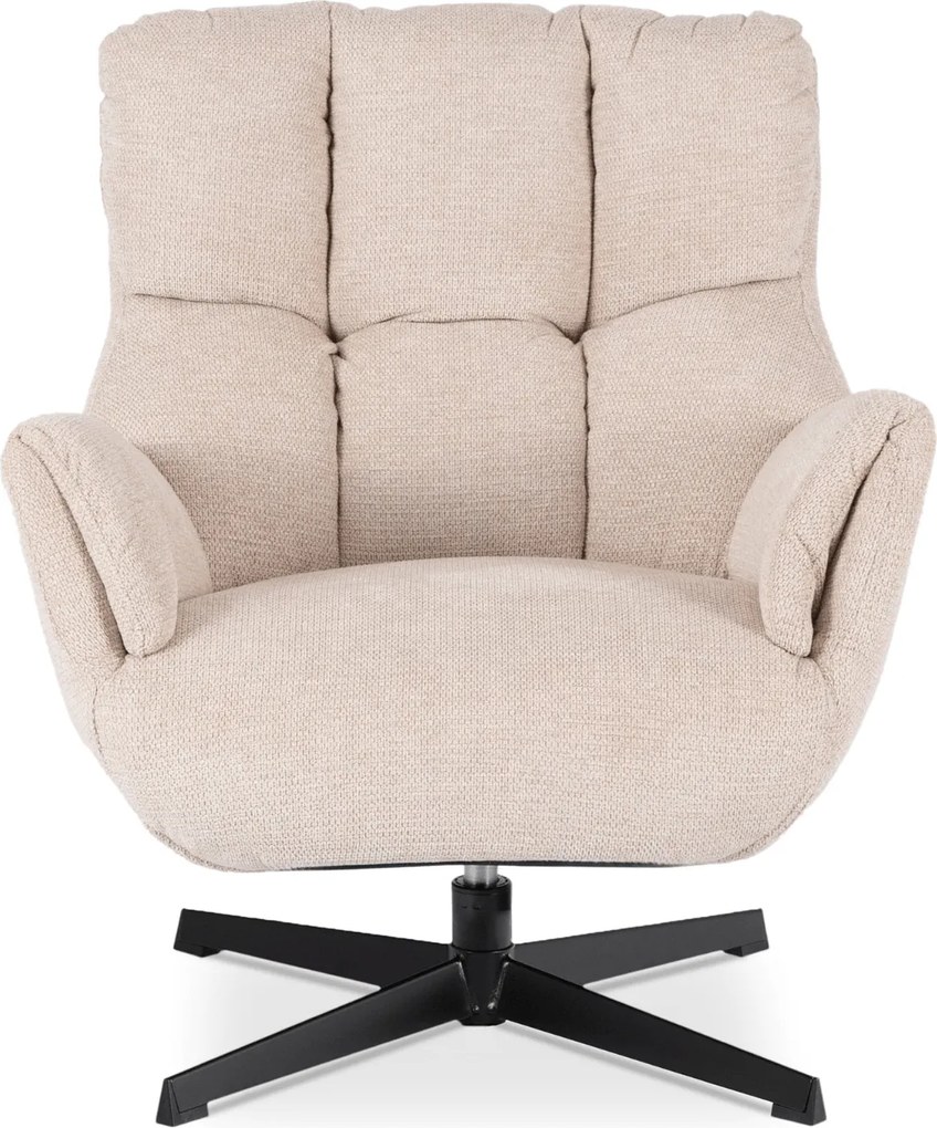 Fotel Wypoczynkowy Obrotowy REAL do Salonu Kremowy Nowoczesny