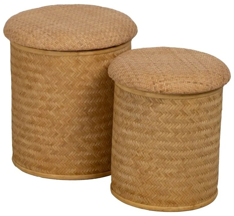 Pleciony puf w naturalnym kolorze Rattan – Ixia