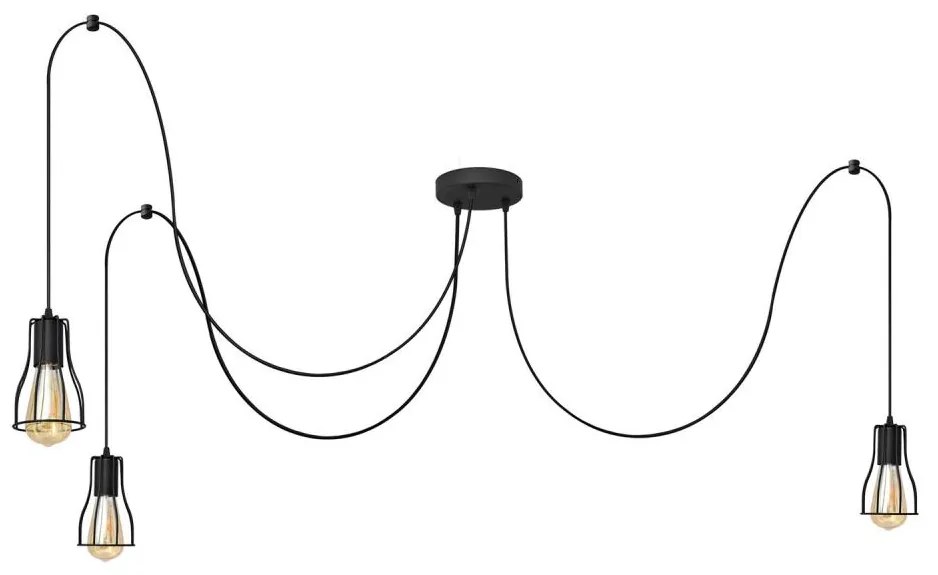 Żyrandol na lince TUBE 3xE27/15W/230V pająk czarny