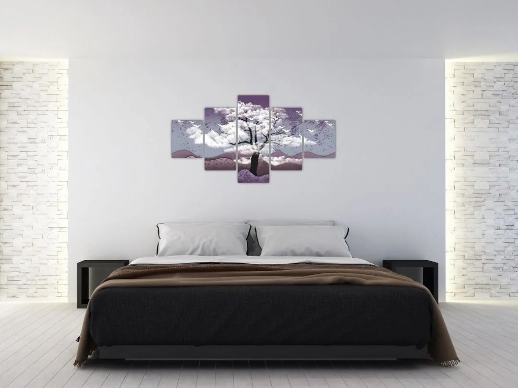 Obraz - Drzewo w chmurach (125x70 cm)