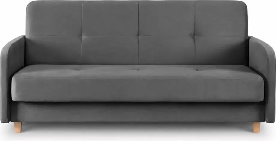 Sofa rozkładana Kareri z pojemnikiem na pościel i funkcją spania – welur, klasyczna