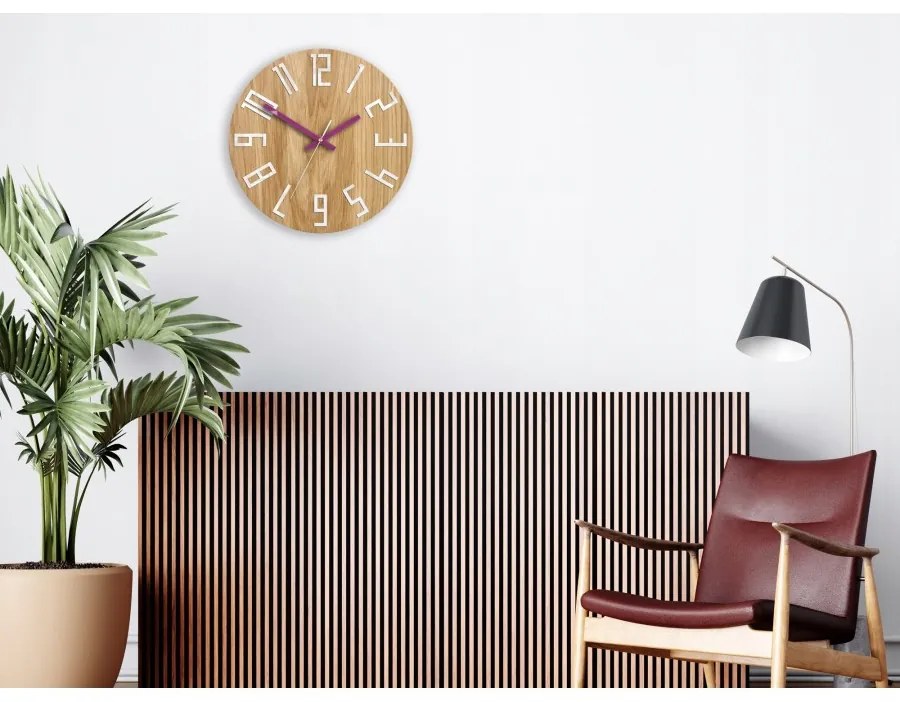 Zegar na ścianę nowoczesny drewniany z dużymi cyframi okrągły cichy loft